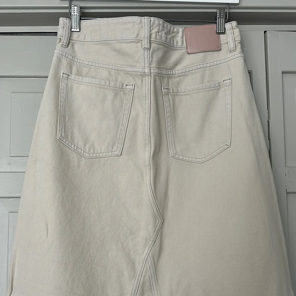 Women's Cream Denim Maxi Skirt - Picture 4 of 7